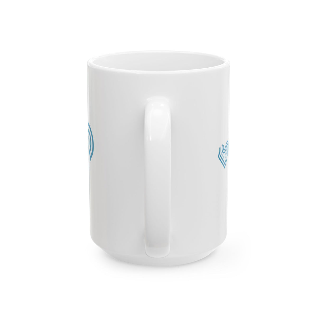 Ceramic Mug - Blue Heart Pattern Coffee Cup (11oz & 15oz)