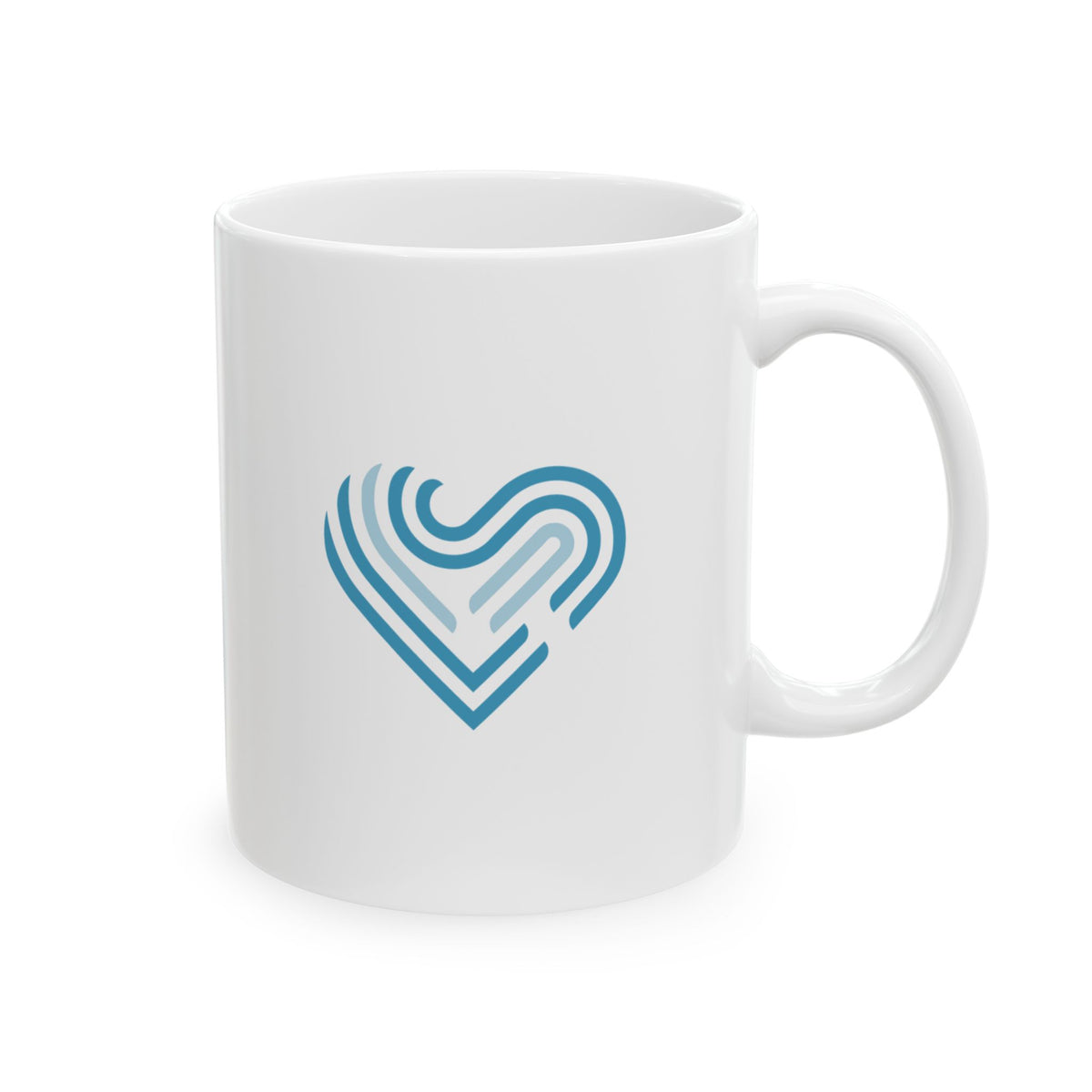 Ceramic Mug - Blue Heart Pattern Coffee Cup (11oz & 15oz)