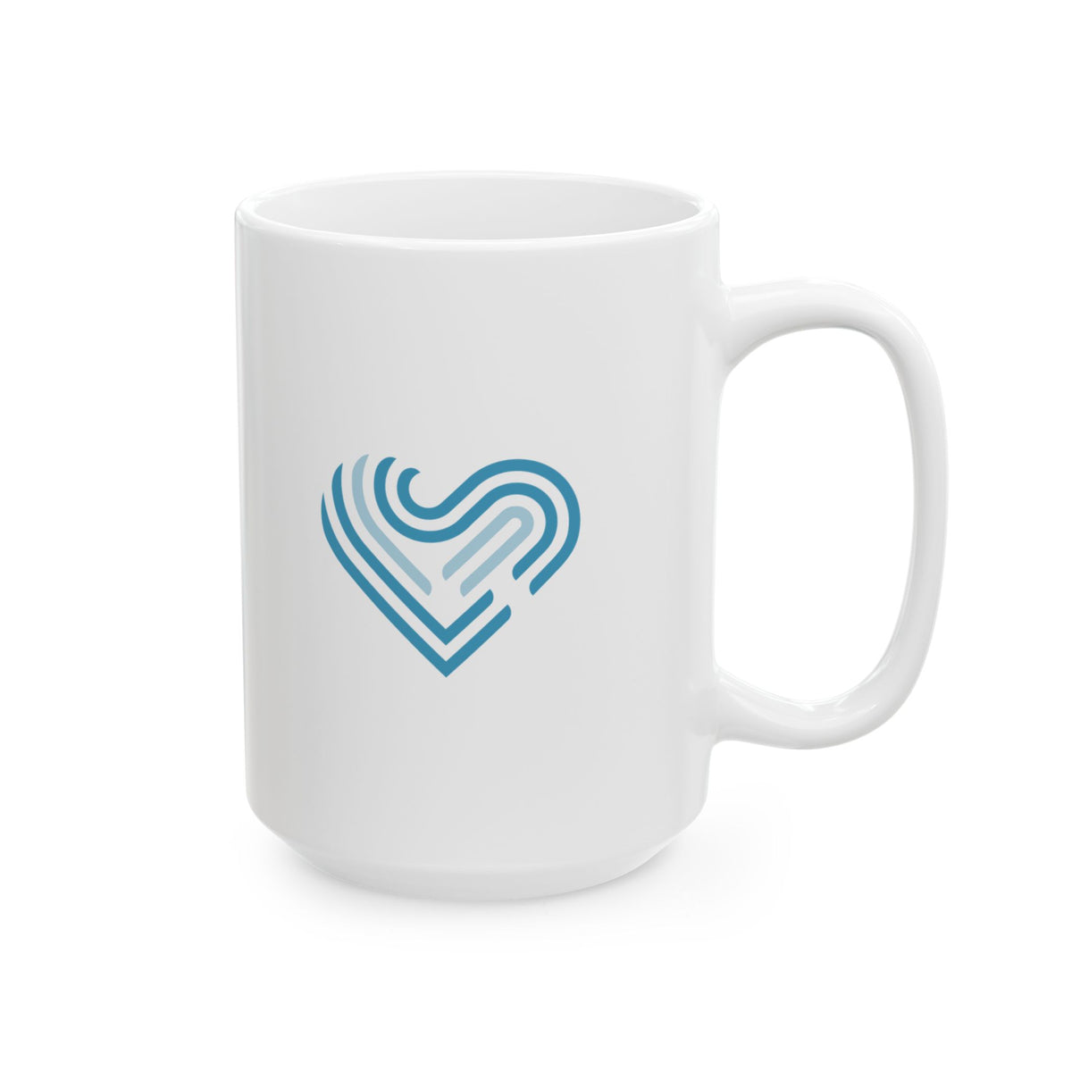 Ceramic Mug - Blue Heart Pattern Coffee Cup (11oz & 15oz)