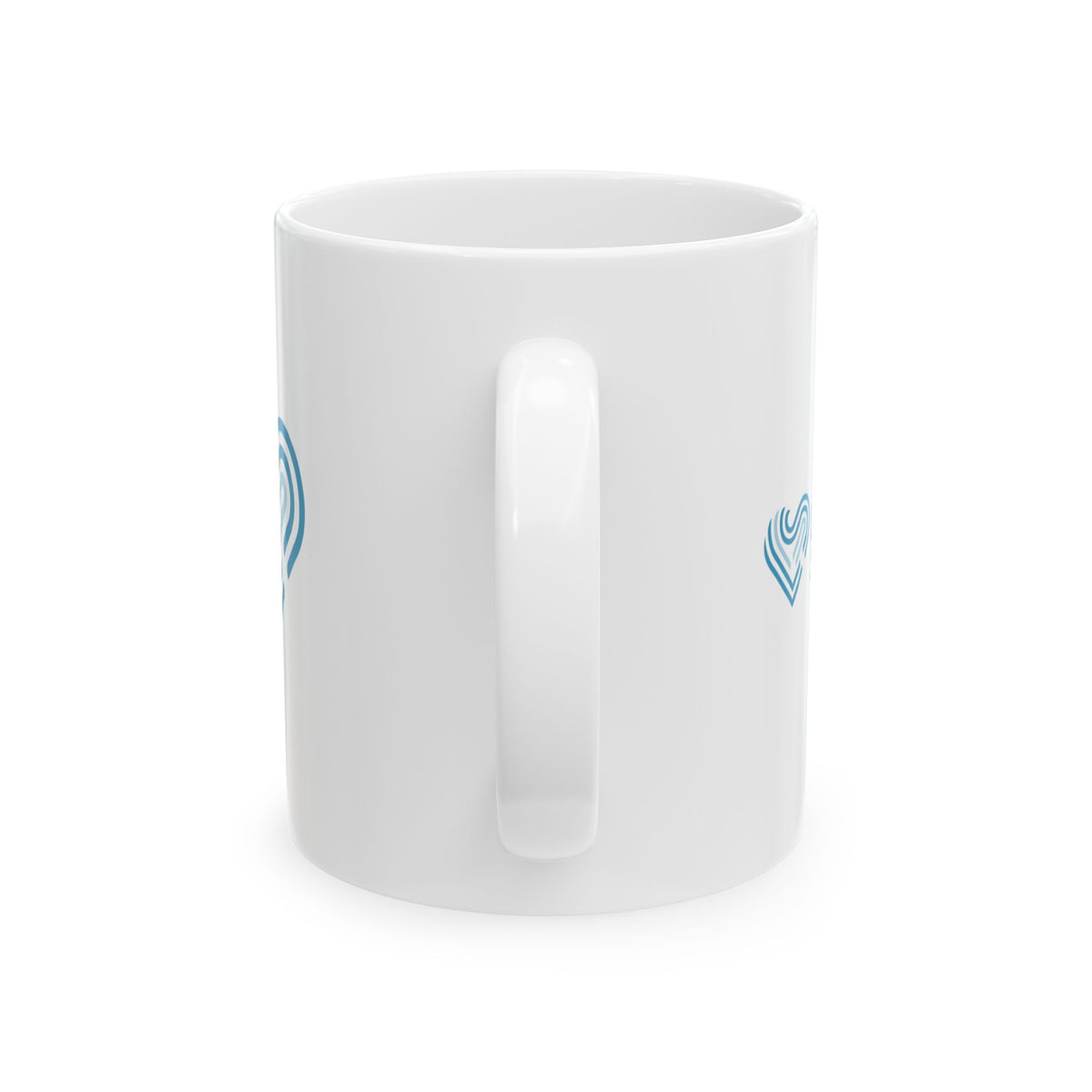 Ceramic Mug - Blue Heart Pattern Coffee Cup (11oz & 15oz)