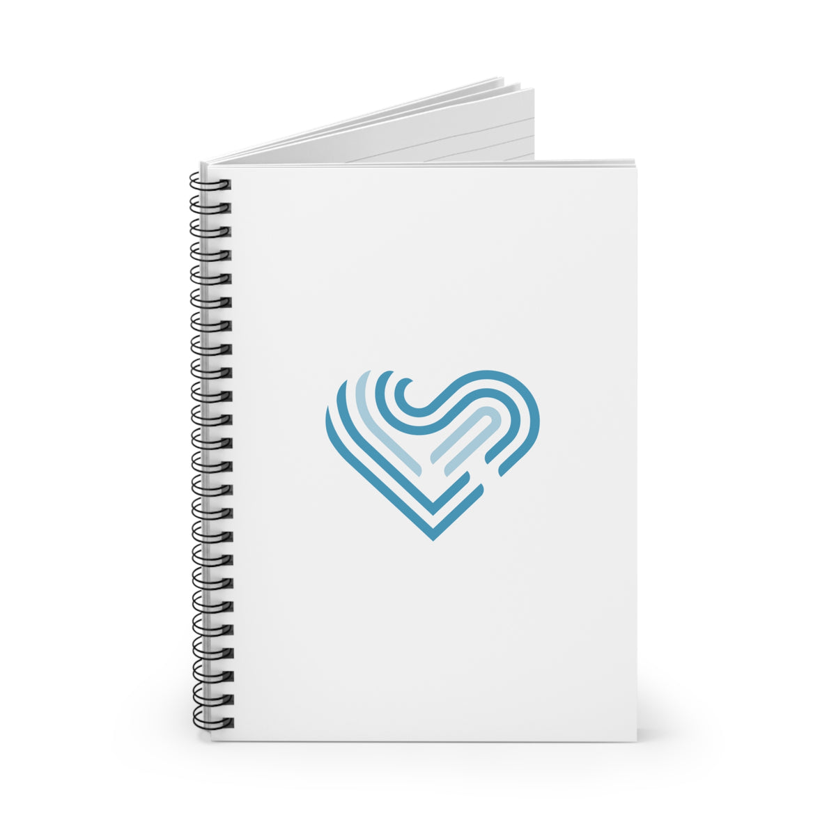 Blue Heart Line Spiral Notebook — Minimalist Ruled Journal for Notes & Gifts