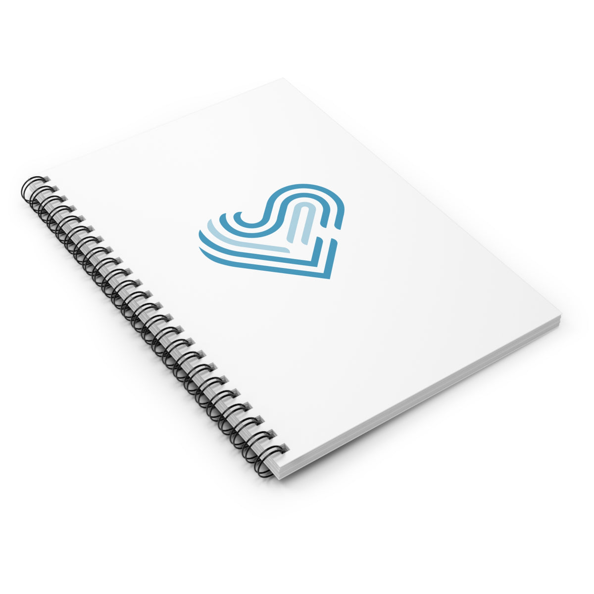 Blue Heart Line Spiral Notebook — Minimalist Ruled Journal for Notes & Gifts